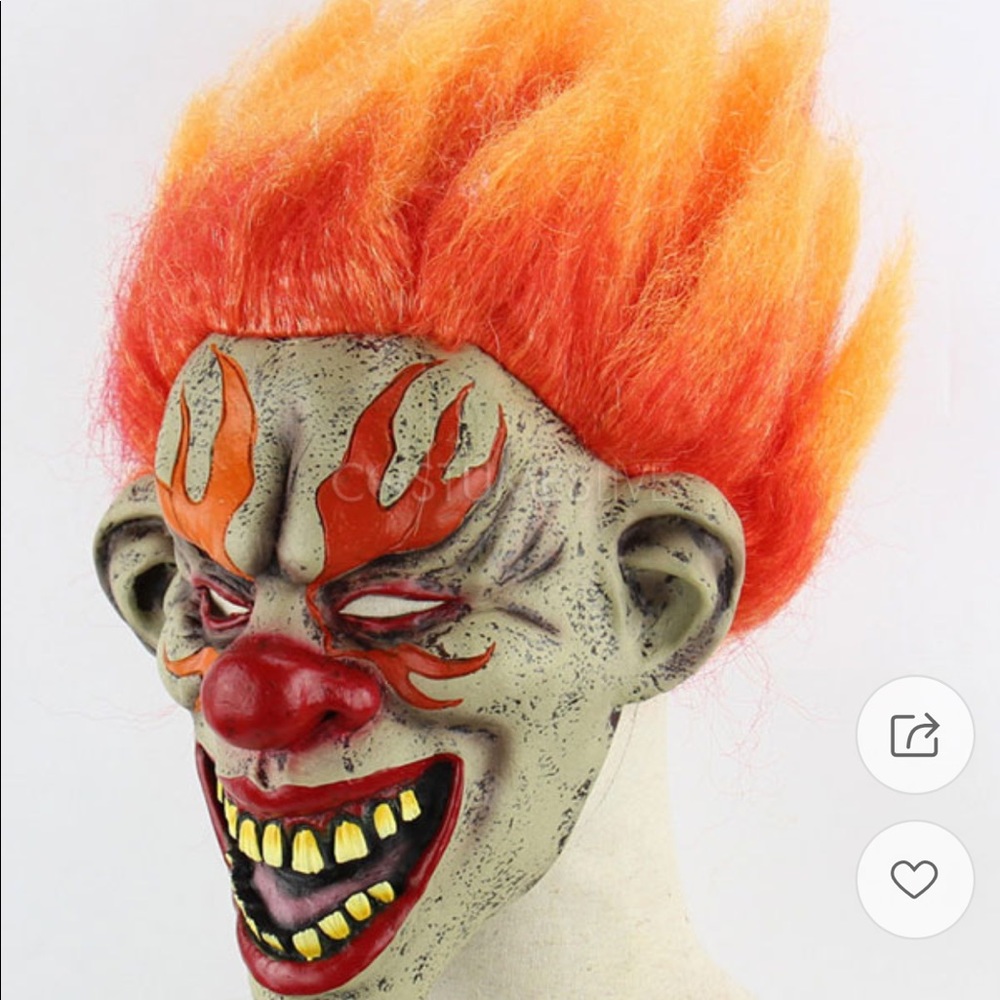 Scary Halloween Flame clown mask( NWOT)